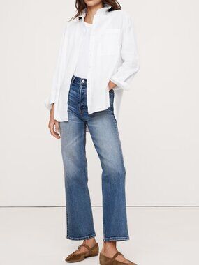 NWT Banana Republic Classic White The Oversized Cotton Poplin Top Shirt XS